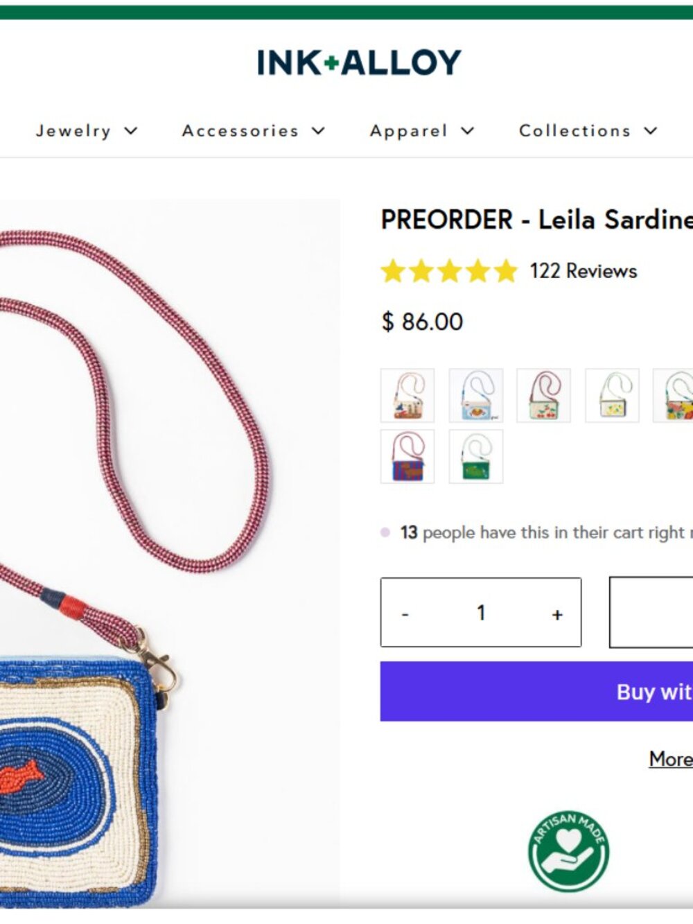 Ink + Alloy Leila Sardine Seed Bead Clutch With Strap - Picture 7 of 11